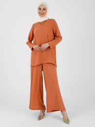 Ethnic Clothing Islamic Fashion 2pcs Women Muslim Sets Spring Long Sleeve Shirt Pants Suits Casual Dubai Turkey Abaya Eid Mubarek Outifits