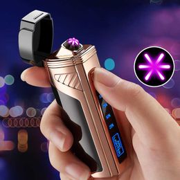 Upscale Windproof Six Arc Plasma Lighter Usb Lighter Camping Metal Mini Outdoor Survival Lighters Gadgets for Men S4XK