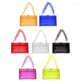 Cosmetic Bags Women Clear Acrylic Box Clutch Crossbody Bag Purse With Detachable Chain Resin Short Strap E74B