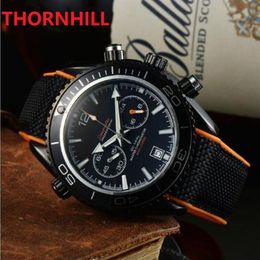 mens automatic full functional stopwatch watches 44mm fabric strap wristwatches sapphire luminous watch factory montre de luxe282m