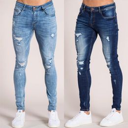 Mens Skinny Jeans Super Skinny Jeans Men Ripped Stretch Denim Pants Elastic Waist Big Size Asian Size261U