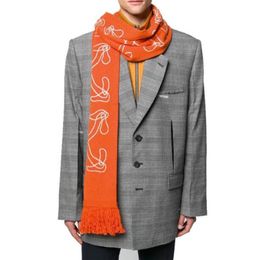 20ss brand fashionable Hip hop trend off Scarf white Jacquard arrow men's and women's winter knitting versatile scarf 232450