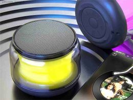 Portable Speakers New Bluetooth Speaker Portable Subwoofer Colorful Lights Cool TWS Interconnected Small Steel Cannon 3D Surround Sound Music Play Q230904