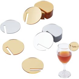 Other Event Party Supplies Acrylic Circle Cocktail Glass Charm Round Drink Tag Blank Marker Wine Wedding Birthday Decor Golden Silver 230901