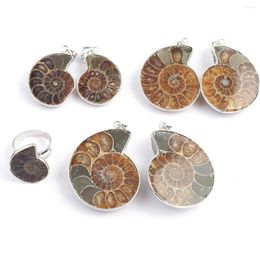 Charms Natural Fossilised Conch Shell Pendant Raw Texture Exquisite Floral Pattern For DIY Jewelry Making Handmade Bracelet Necklace