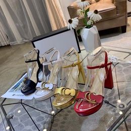Formal shoe designer high heels genuine leather upper waterproof platform mother buckle thick heels high heels womens sandals