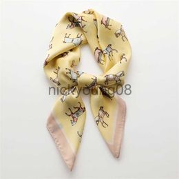 Pendant Scarves Female Silk Neck Scarf Letter D Print Square Hair Scarves Foulard Head Band Shawls And Wraps Neckerchief Bandana 70*70cm x0904