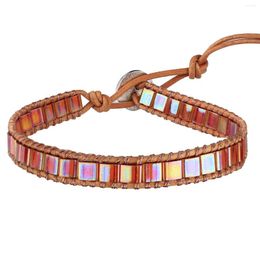 Charm Bracelets KELITCH Classic Men's Bracelet Tila Bead Weave Leather Woman Bangles Fashion Jewellery Friends Friendship Gift Wholesale