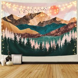 Tapestries SepYue Mountain Tapestry Wall Hanging Tapisserie Home Decor Art Room Boho Trippy Dorm HD Cloth Blanket Abstract Landscape Hippie 230901