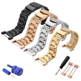 T-AMQ 24mm For Core Watch Strap Band Stainless Steel Watchband PVD Adapters Screws Black Silver Rose Gold Bracelet-49274y