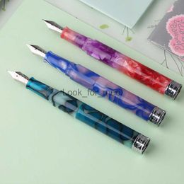 Fountain Pens Penbbs 471 Dreamland Short Fountain Pen With Gold/Silver Ring Round ground F/M Tip Ink Pen Portable Travel Pocket School Supplie HKD230904