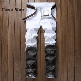 2020 Men's Distressed Ripped Skinny Jeans Fashion Slim Motorcycle Moto Biker Mens Denim Pants336Z