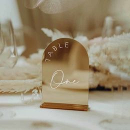 Other Event Party Supplies Gold Mirror Acrylic Table Numbers Wedding Signs Signage Decor with Stand 230901