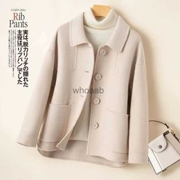 Women's Wool Blends 2023 New Autumn Winter Coat Women Short Woolen Jacket Korean Single-Breasted Pocket Camel Black Beige Cashmere Outerwear Female HKD230904