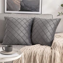 Pillow Solid Colour Plaid Geometric Velvet Throw Pillowcase 18x18 Nordic Modern Fashion Home Decoration Living Room Stool