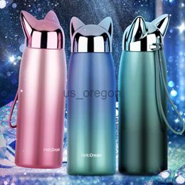 Thermoses 300320ml Thermos Bottle Stainless Steel Vacuum Flasks Cute Cat Ear Thermal Cup Portable Travel Outdoor Mug for Coffee Tea Milk x0904