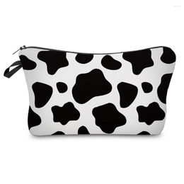 Makeup Brushes Fashion Make Up Toiletry Bag Portable Cow Print Travel Storage Pouch Multifunctional Zipper Organizer For Vacation Camping