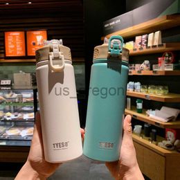 Thermoses 1pc Thermos Bottle with Straw 530ml 750ml Stainless Steel Thermal Cup Car Insulated Flask Water Tumbler for Outdoor Sports x0904