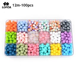 Teethers Toys LOFCA 12mm 100pcslot Slicone Beads food Grade Baby Teether Round Chewable Teething silicone teether for Diy 230901