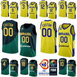 Printed Brazils 32 Georginho DE PAULA Jerseys Brasil Basketball 2023 World Cup 50 BRUNO CABOCLO 10 TIM SOARES 99 Lucas DIAS 2 Yago SANTOS 14 Leonardo MEINDL Shirt