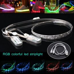 2 Pcs 60cm USB Charging Battery Powered RGB 24 LED SMD 3528 Strip Light Waterproof Shoes Clothes Party --M25 LL
