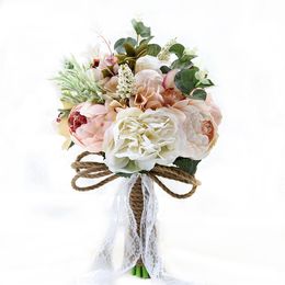 Artificial Wedding Bridal Bouquets Handmade Flowers Rhinestone Rose Supplies Bride Holding Engagement Bouquets262K