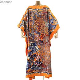 Basic Casual Dresses 2024 new summer Women Graffiti printing Long Sleeve Cardigan Female Loose beach Cover Up boho dress Streetwear kimono LST230904