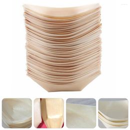 Dinnerware Sets 50 Pcs Sushi Boat Disposable Containers Wood Bowl Bamboo Serving Tray Snack Mini Dogs Bridge