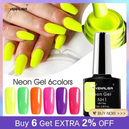 Smalto per unghie Venalisa Neon Gel Polish Vernici Unghie ibride per manicure 7,5 ml Semipermanente Soak off Smalto gel Smalto gel per unghie UV 230901