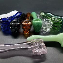 Funny Skull Ghost Smoking Glass Pipe 3.8 inch Heady Herb tobacco Hand Cigarette pyrex Colourful spoon Pipes