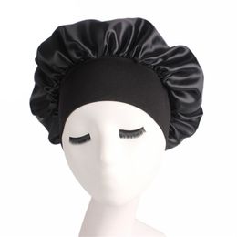 Long Hair Care Women Fashion Satin Bonnet Cap Night Sleep Hat Silk Cap Head Wrap Sleep Hat Hair Loss Caps Accessories278b