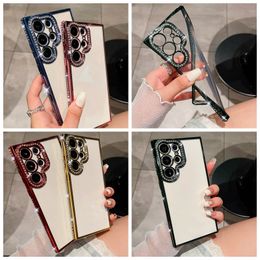 S24 Bling Diamond Chromed Soft TPU Cases For Iphone 15 14 Pro Max 13 Plus 12 11 Samsung S23 Ultra S22 Plus Clear Fine Hole Luxury Rhinestone Crystal Mobile Phone Cover