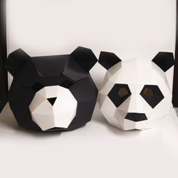 Party Masks Cosplay Halloween Mask Supplies Panda Bear Costume Head Hood 3D Paper Model DIY Cartoon Handmade Face Toys 230901