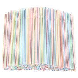 Disposable Cups Straws 10002000 Pcs Flexible Plastic Striped Multi Coloured Straw 8 inch Long 230901