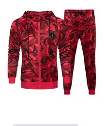 Camouflage Sweatshirts Jacket Pants Sets Camo Men Tracksuit Hooded Outerwear Hoodie Set 2 Pieces Autumn Clothing Male Fitness S-4XL