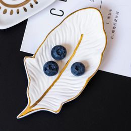 Decorative Figurines Jewellery Dish Display Plate Feather Shape Multifunctional Ceramic Earring Ring Necklace Storage Tray Shelf Holder