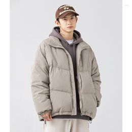 Men's Down Men Clothing Style Stand Collar Khaki Keep Warm Bread Jacket Thickening Comfortable Cotton Clothes Loose Coat Winter Female