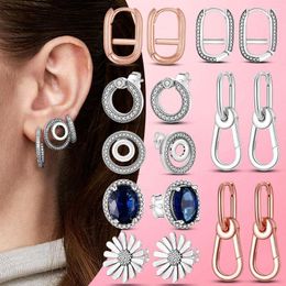 Stud Earrings Silver 925 Geometric For Women Wedding Party Korean Style Earings S925 Fine Jewellery 2023 Trend