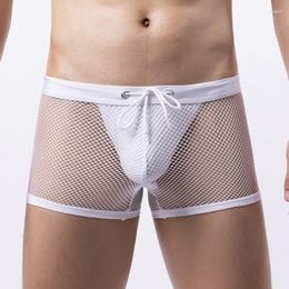 Underpants Mens Mesh Boxer Shorts String Homme Lingerie See Through Jockstrap Gay Cuecas Fishnet Sissy Trunks Wetlook Panties