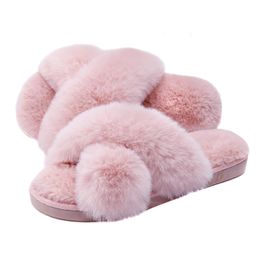 Slippers Dena Lives Ladies FLuffy Cross Band House Slippers Fuzzy Memory Foam Open Toe Slipper For Womens Indoor Slip On 230901