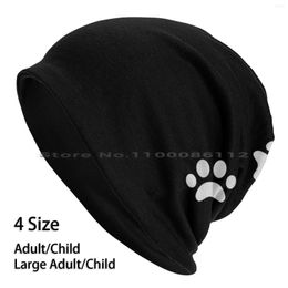 Berets White Paws Print Cute Dog Mama Mom Lovers Gift Idea Beanies Knit Hat Mouth Nose Parent