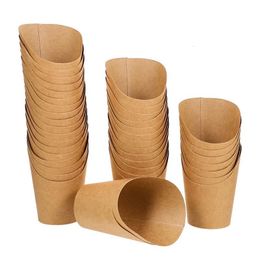 Disposable Take Out Containers 50Pcs Kraft Paper Potato Chips Box French Fries Holder Cups Egg Puffs Snack Boxes Tableware 230901