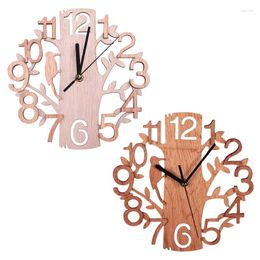 Wall Clocks For Creative Tree Shaped Bird Wooden Clock House Living Room Office Decorat