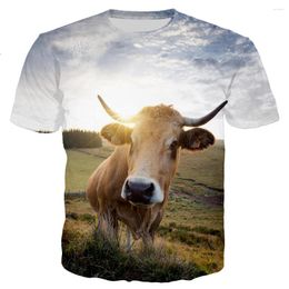 Homens Camisetas Vacas Engraçadas T-shirt Animal Gado 3D Impressão Streetwear Homens Mulheres Moda Oversized Camisa Crianças Meninos Meninas Tees Tops Roupas