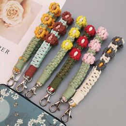 Cell Straps Charms Mobile Strap Short Wrist Strap Loss Hand Woven Small Daisy Flower Strap Sturdy and Durable Universal Case Strap