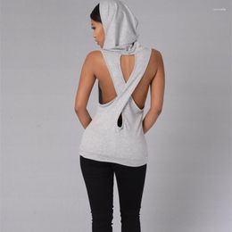 Women's Hoodies Sexy Backless Hooded Women 2023 Harajuku Sleeveless Summer Sweatshirt Plus Size Moletom Feminino Fashion Tracksuit