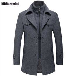 Women's Wool Blends Winter Jacket for Men Business Causal Woollen Coat Fashion Detachable Double-layer Collar Wool Blends Coat Thick Warm Long Coat HKD230904