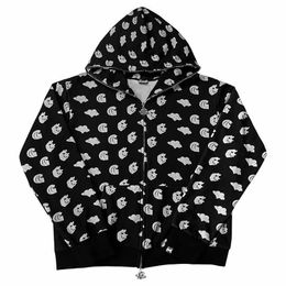 Men's Hoodies Sweatshirts BIG PROMOTION Y2K irregular printed cardigan zipper loose sweater coat for men and women in Europe America autumn and winter 230904