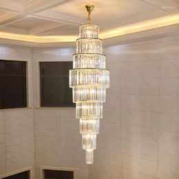 Chandeliers Quality Exquisite Lighting Luxurious Sprial Atomsphere Chandelier Lamp For Villa Staircase Home Decor