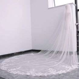 Romantic White Ivory Mantilla veil Chapel Length Lace Edge veils For Wedding Dresses280G